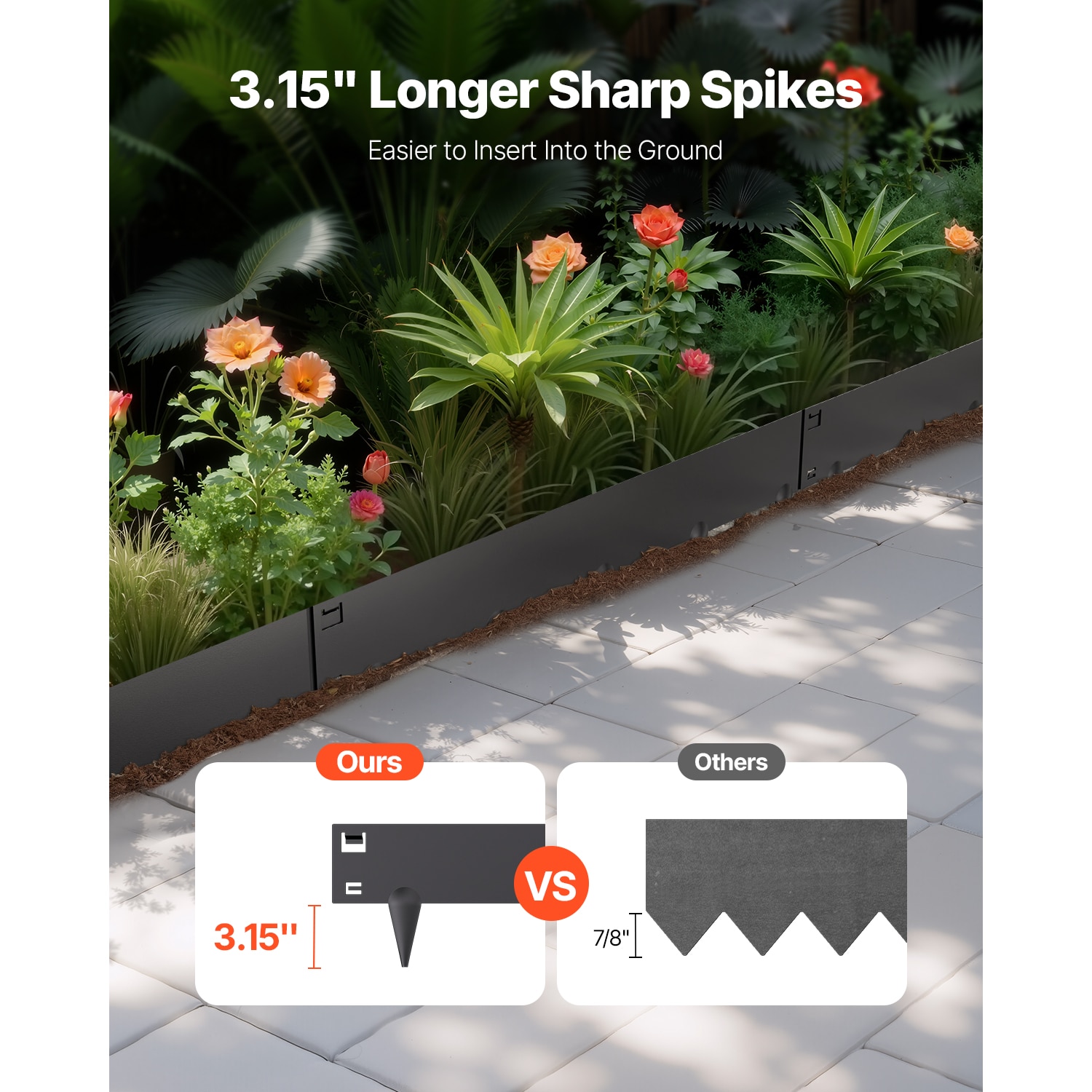 Steel Landscape Edging 5 Packs 39x5in Rust-Resistant Edging Border Black_voghion.com
